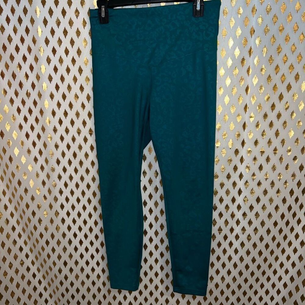 Blue leopard print leggings teal size L